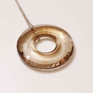 Disco Donut Faceted Smoky Quartz Sterling Silver Necklace